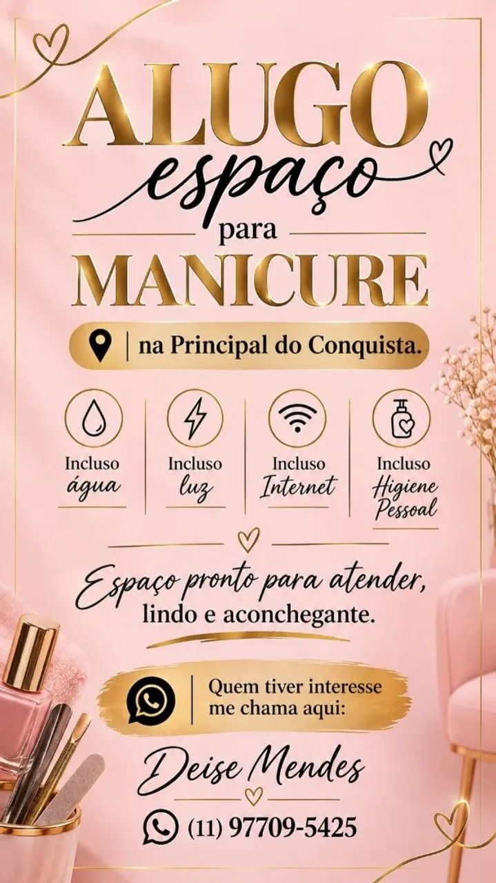 ALUGO ESPAÇO PARA MANICURE 