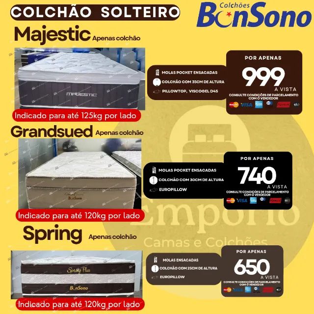 Colchão solteiro Bonsono molas ou espuma pronta entrega consulte D20, D33, D65, D28 - Foto 4