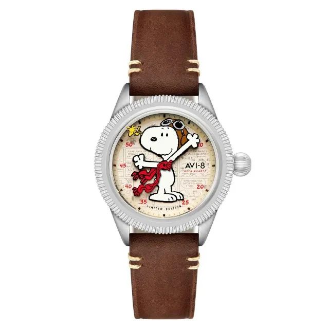 Relógio AVI-8 Peanuts Snoopy Flying Ace Camel Brown Limited