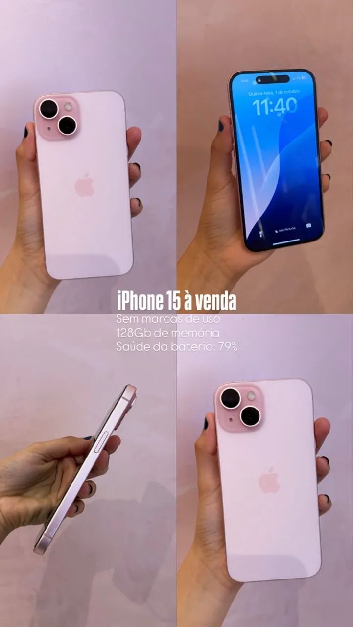 iPhone 15 rosa - único dono 