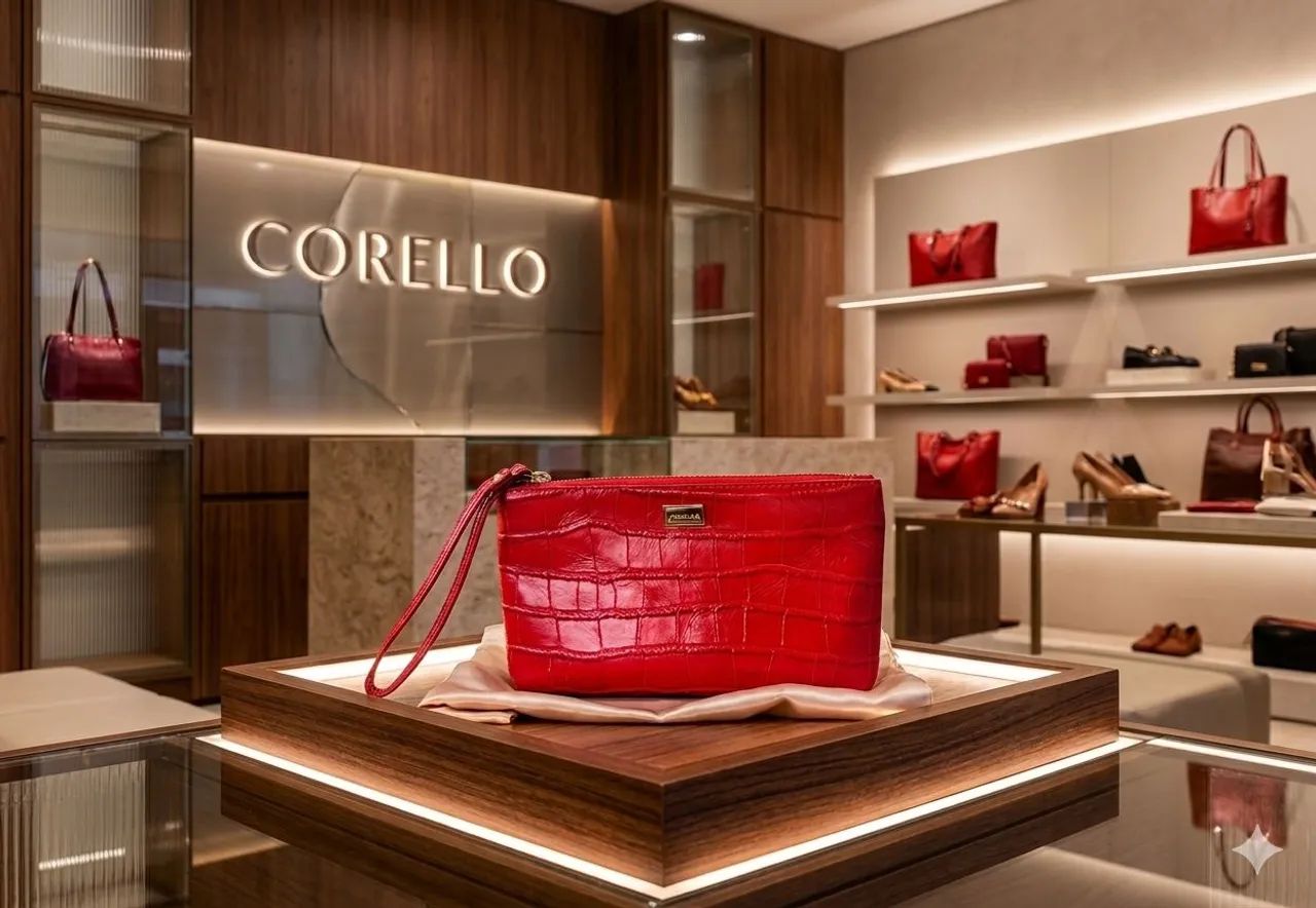 Bolsa Clutch Corello Vermelha Couro Croco Original - Elegante e Versátil<br>