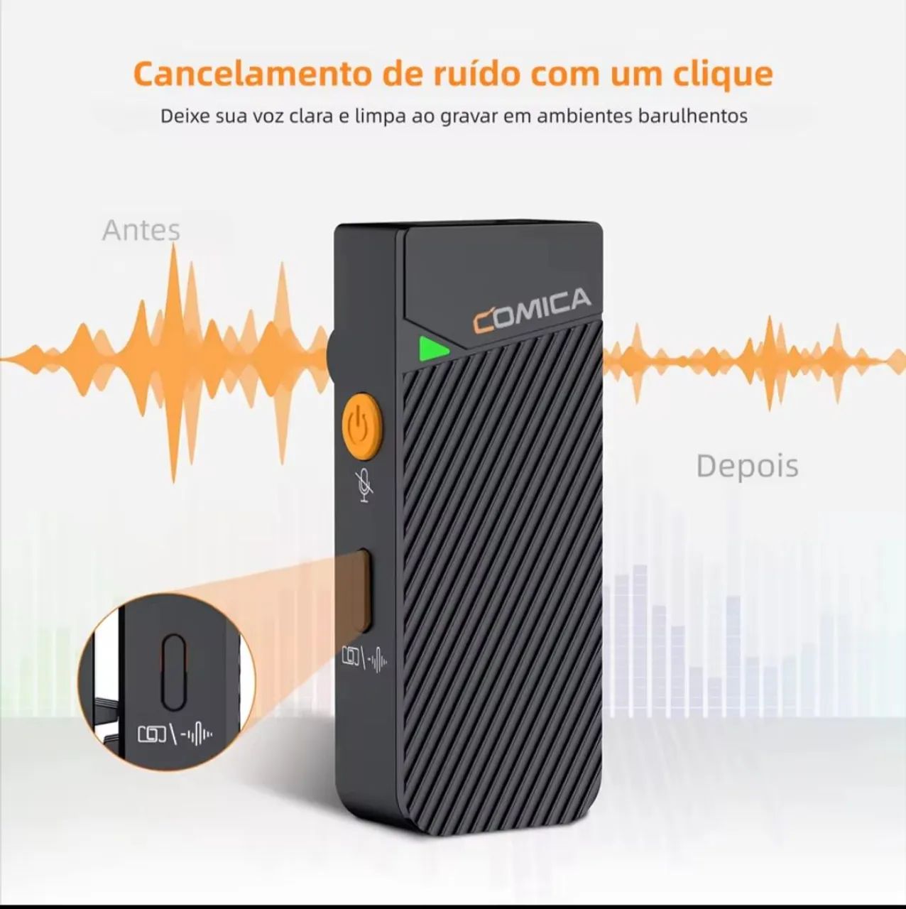 Microfone lapela sem fio Cômica Vimo C kit completo: mics e um receptor 