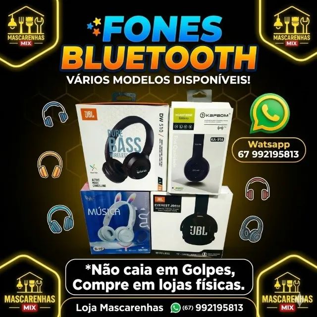 Fones de Ouvido Bluetooth Vários Modelos Disponíveis Cod: 0191