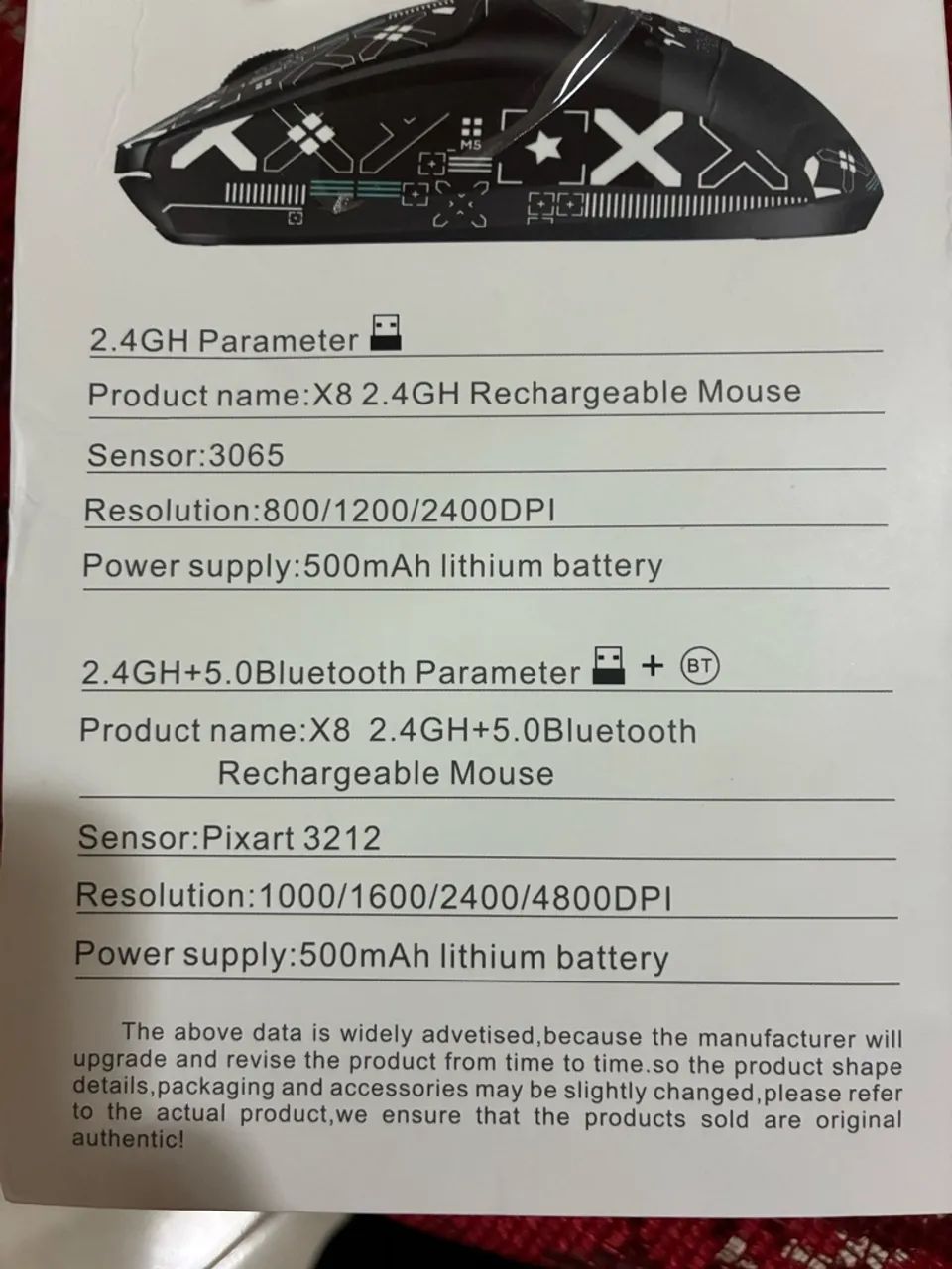 Mouse X8 Wireless Com/Sem Fio com Bluetooth (NOVO, NUNCA UTILIZADO)  - Foto 2