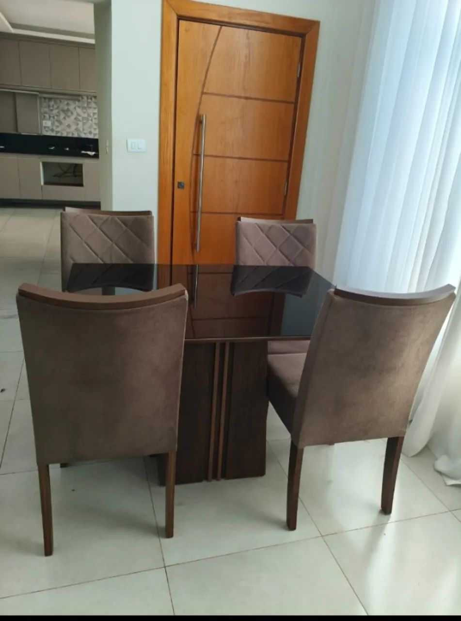 Mesa de jantar quadrada tampo de vidro  - Foto 2