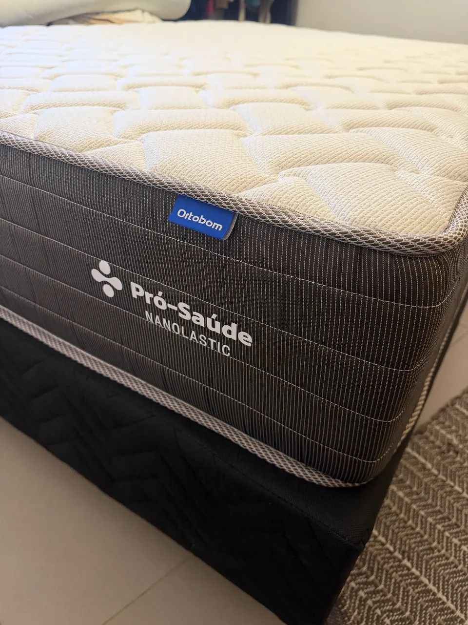 Cama Box Casal Ortobom Pró-Saúde Nanolastic + Colchão - Foto 3