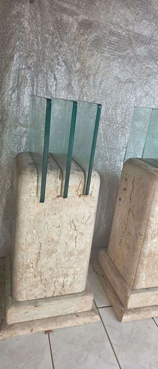 Mesa vidro 6 lugares pé de granito  - Foto 5