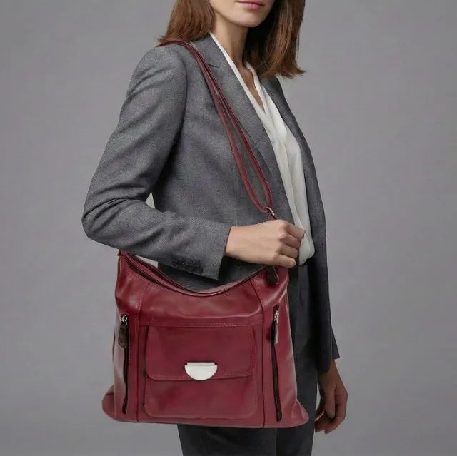 Bolsa Hobo Vermelho Bordô - Foto 5