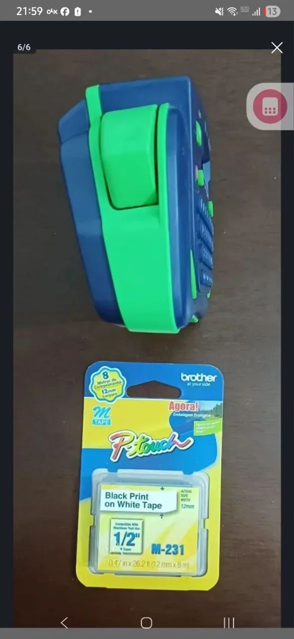 Rotulador Eletrônico Brother PT80 (Azul/ Verde). - Foto 6