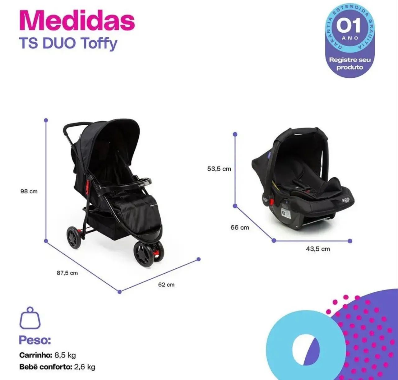 Carinho para bebê e bebê conforto  - Foto 3