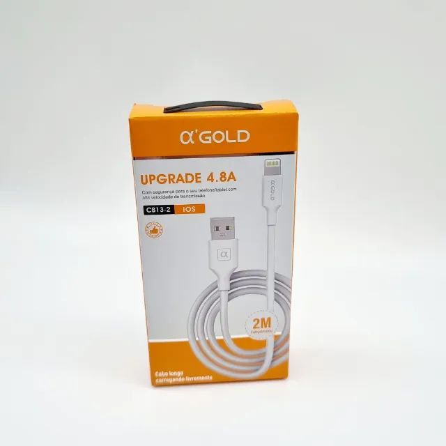 Cabo USB para Lighting de 2 Metros Turbo 4.8A CB13-2 a'Gold