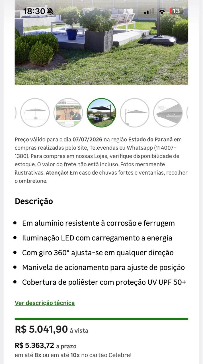 Ombrelone com Led  - Foto 2