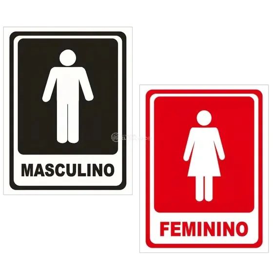 kit placas para banheiro sinalização feminino masculino bom-7520 - Foto 2