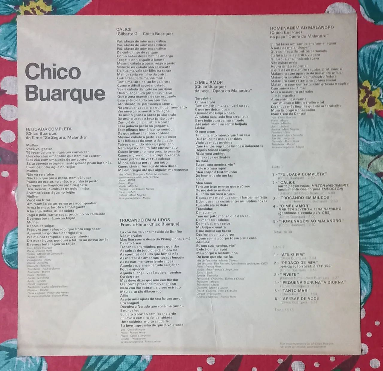 VENDO LP DISCO VINIL CHICO BUARQUE 1978 - Foto 3