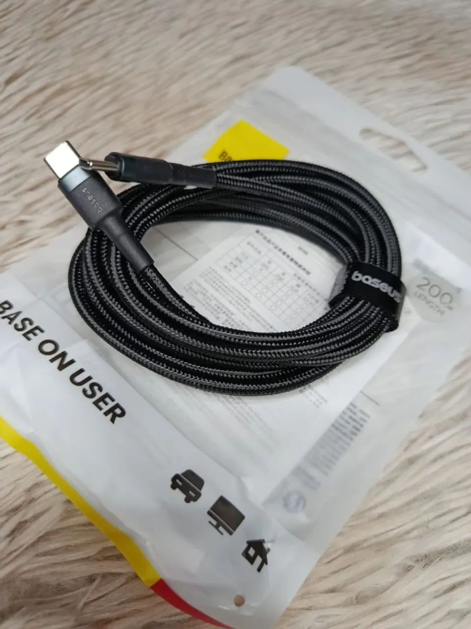 Cabo Original Baseus Tipo C pra Tipo C 2 Metros 60w