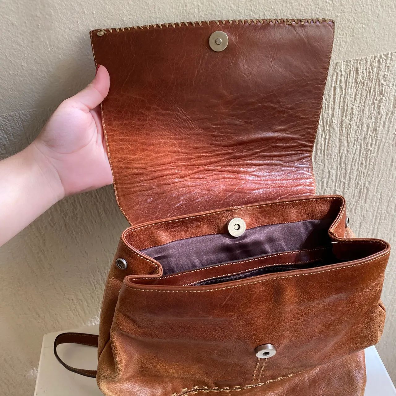 Mochila de couro legítimo vintage  - Foto 3