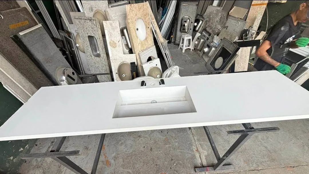 Pia de quartzo branco 2,70x61 - Foto 4
