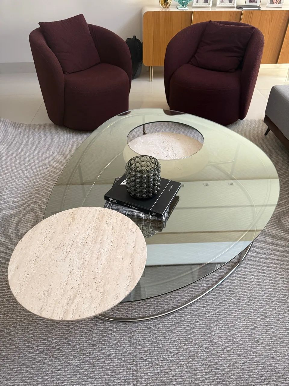 Mesa de Centro em Mármore/Vidro - Via Condoti - MUITO NOVA