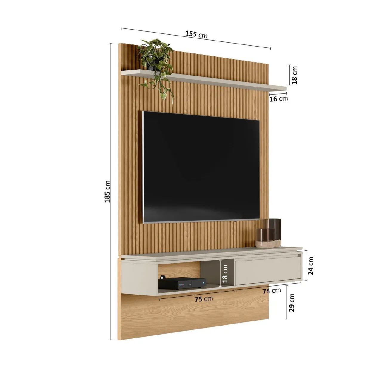 Painel Ripado para TV até 65 Polegadas MDF 155cmx185cm - Foto 2