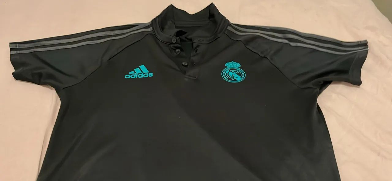 Polo Real Madrid Adidas  | Preta e Turquesa (Impecável)  - Foto 3
