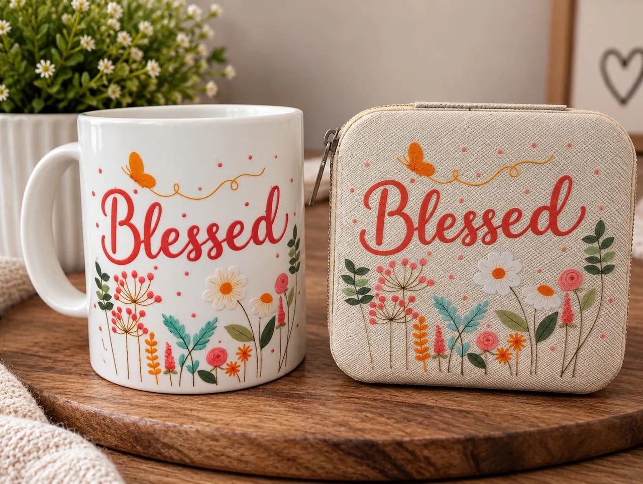 Kit Blessed (abençoada) caneca + Porta Jóias 