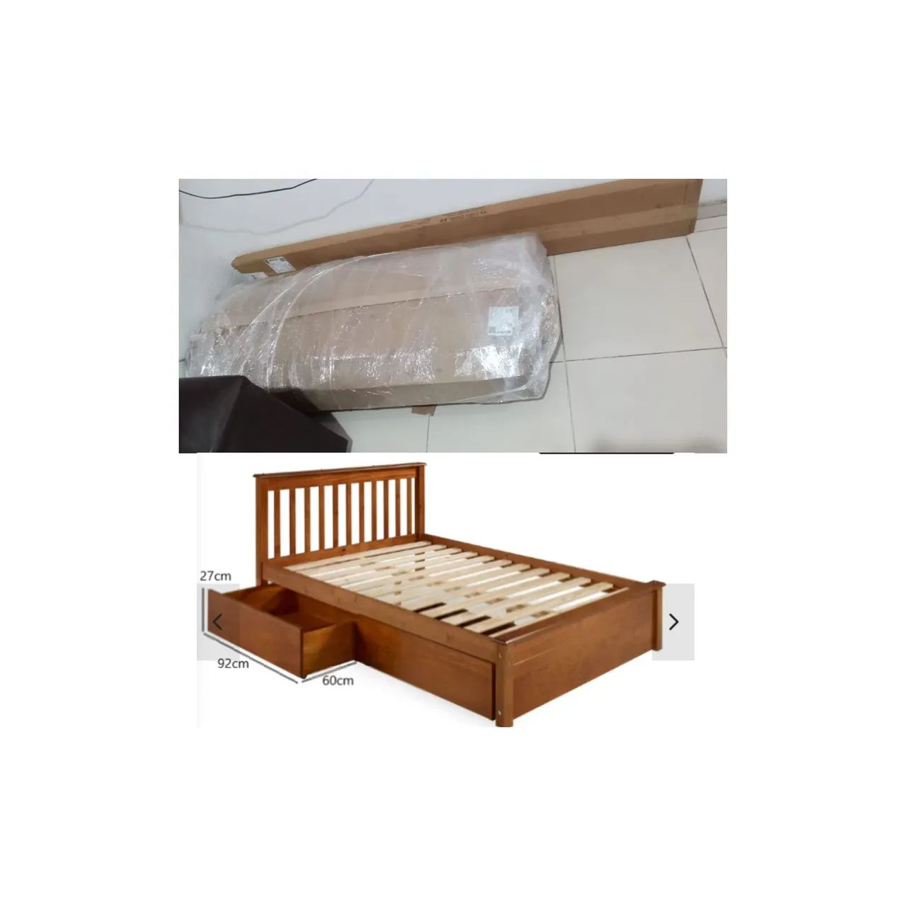 CAMA CASAL EM MADEIRA MACIÇA 