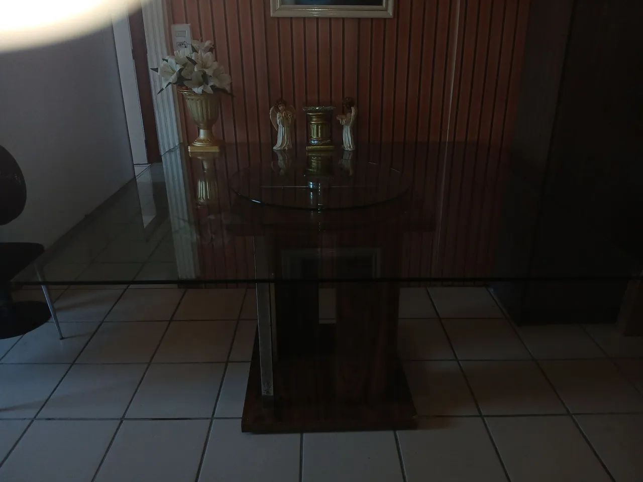 MESA ELEGANCE EM MADEIRA E TAMPO DE VIDRO - Foto 4