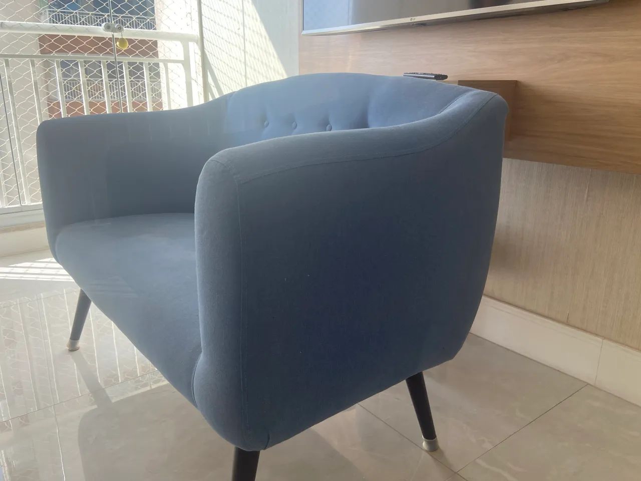 Sofá 2 Lugares Zap Daf Mobiliário Azul Jeans - Foto 5