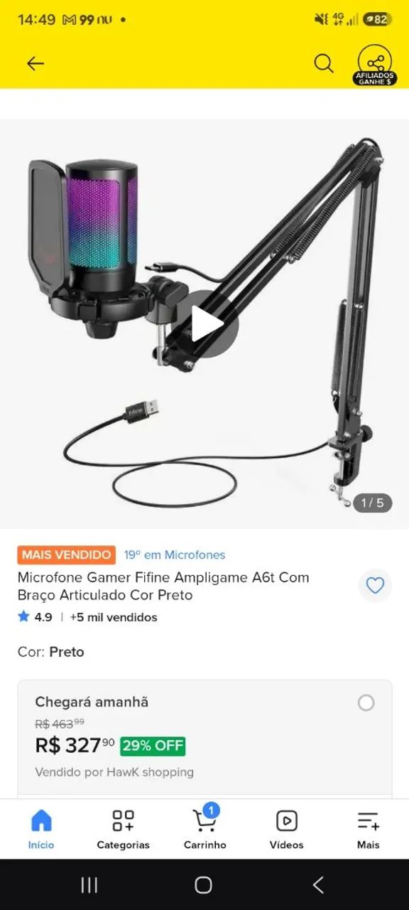 Microfone de mesa Fifine USB (COM SUPORTE DE GARRA) - Foto 2