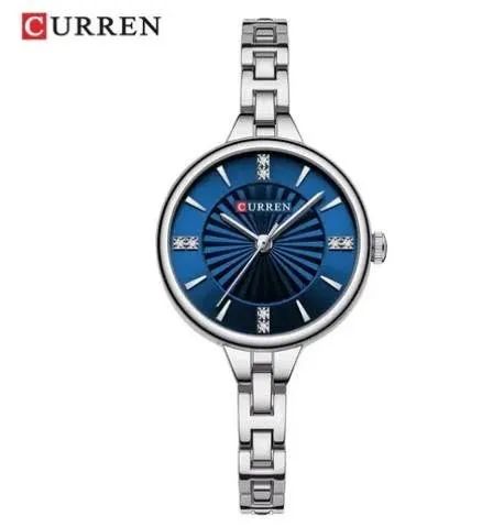 Relogio Feminino Curren Prata Fundo Azul - Foto 3