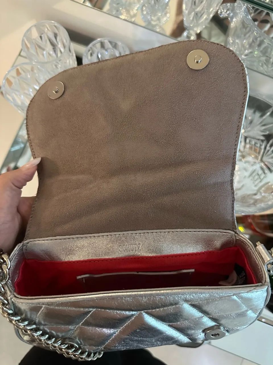 Bolsa prata couro Schütz nova  - Foto 3