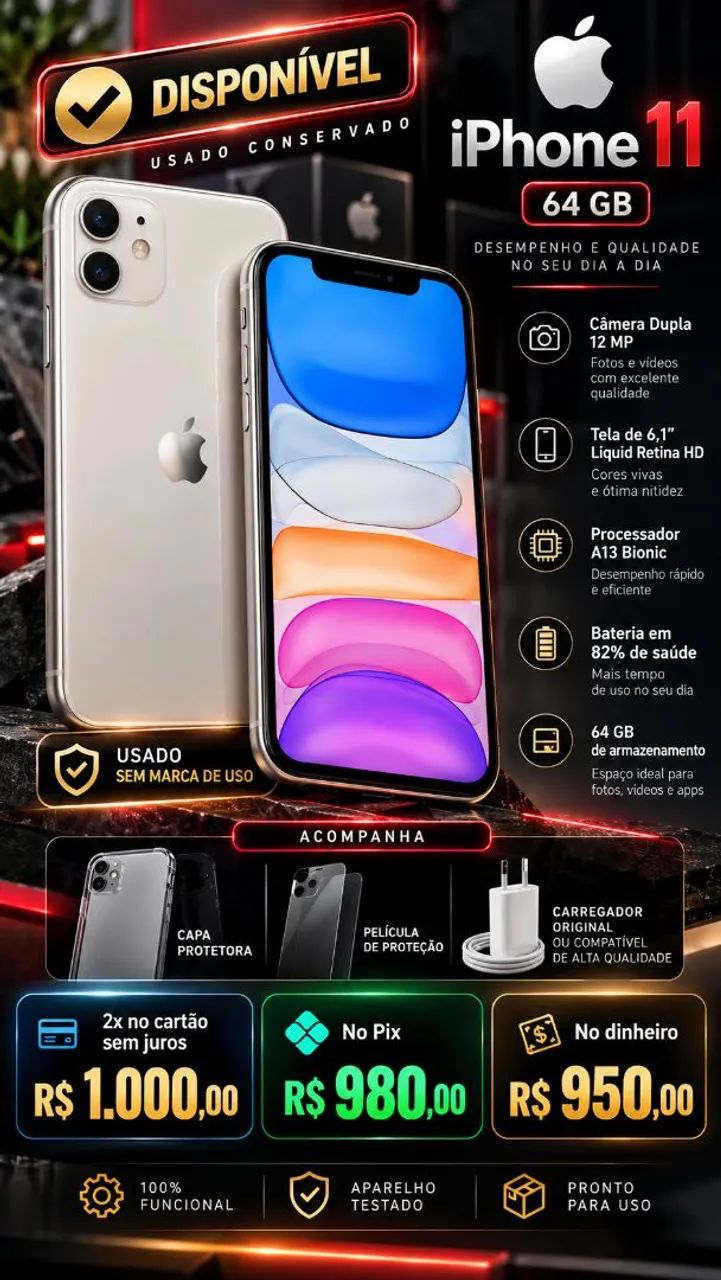 iPhone 11 64GB bateria 82%