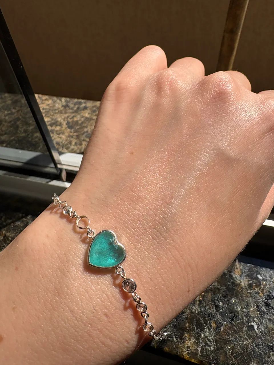 Pulseira em Prata 925 com Coração Verde - Foto 4