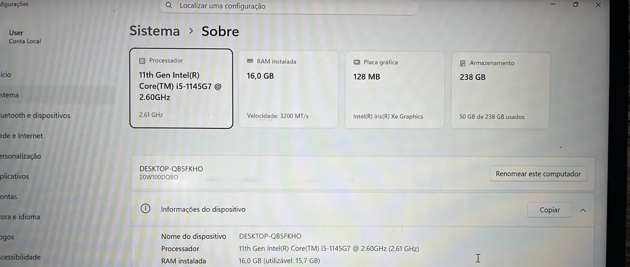 Notebook Lenovo i5 de 11° geração - Foto 3