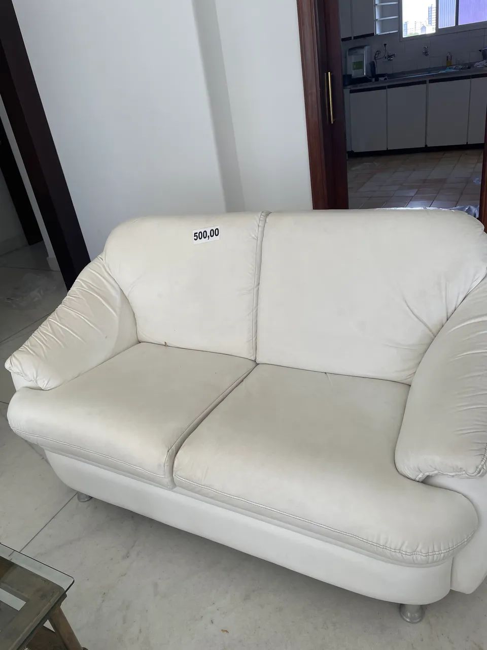 Jogo de sofá de courino branco sala de estar - Foto 3