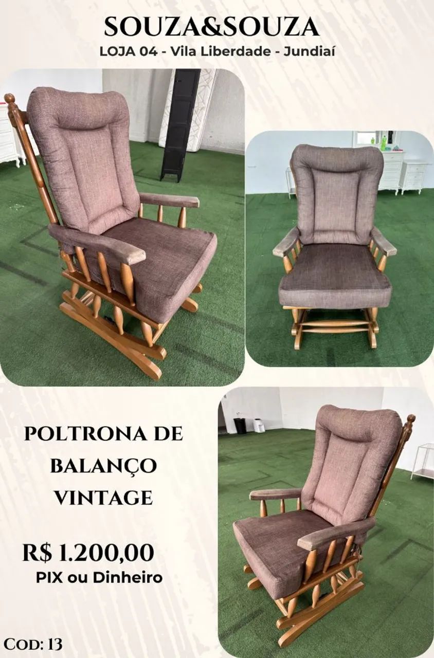 Poltrona de Balanço Vintage de madeira