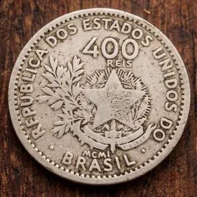 Moeda de 400 réis dos EUA do Brasil em BSC - Foto 2