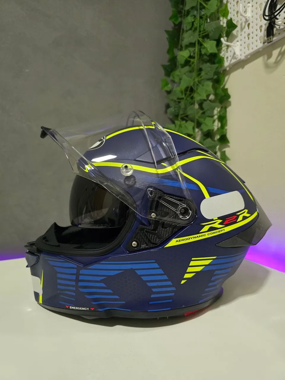 Capacete Moto KYT R2R Concept Blue - Foto 2