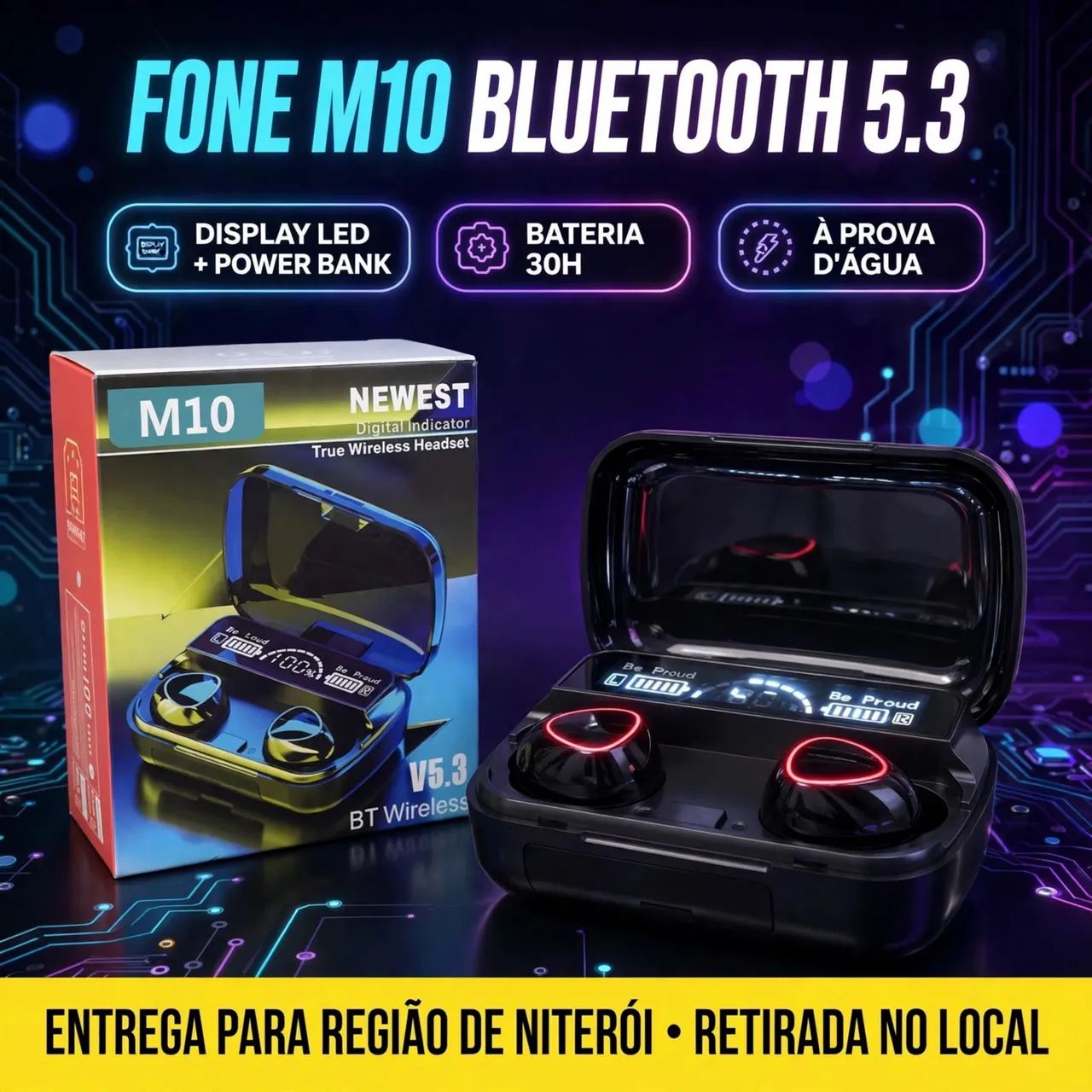 FONE DE OUVIDO Bluetooth M10 TWS