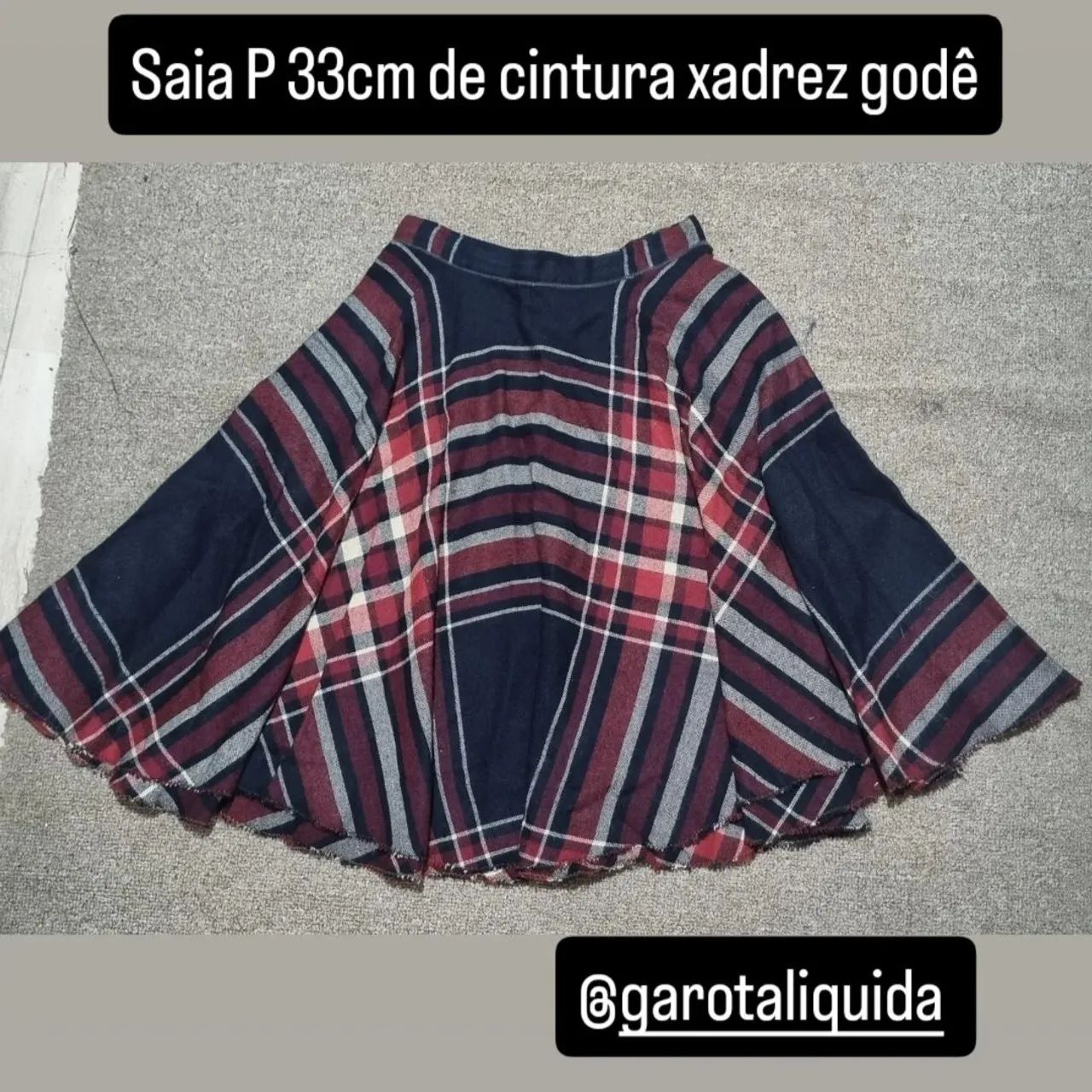 Saia P 33cm de cintura xadrez godê