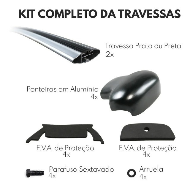 Travessa Teto Honda Hr-v Hrv 2015 à 2020 - Prata e Preta Larga - Projecar - Foto 4