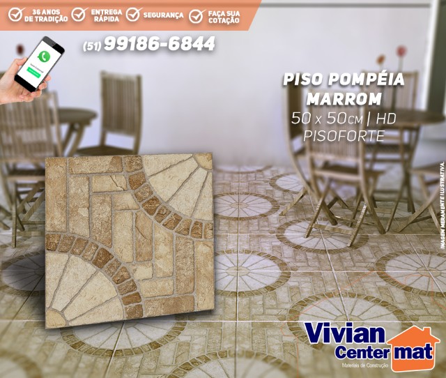 Piso Pompeia Marrom 50 x 50 Classe A Pisoforte 