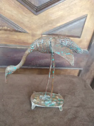 garça de bronze antiga decada 70