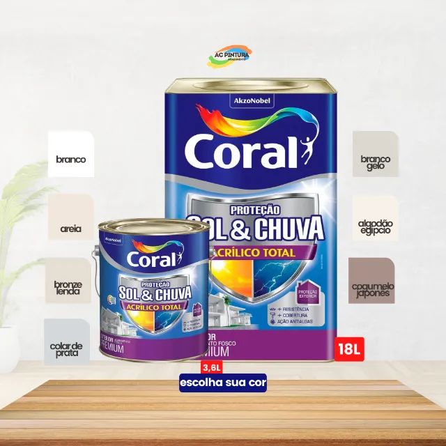 Tinta Coral Sol e Chuva Externo Premium Lata Galão 