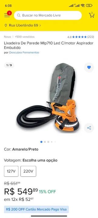 Lixadeira de Parede Mlp710 Led C/motor Aspirador Embutido - Nova - Foto 5