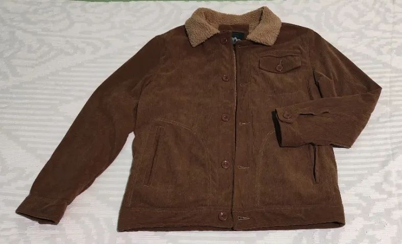 Casaco Jaqueta Masculina de Veludo/Lã Inverno Parka Casual