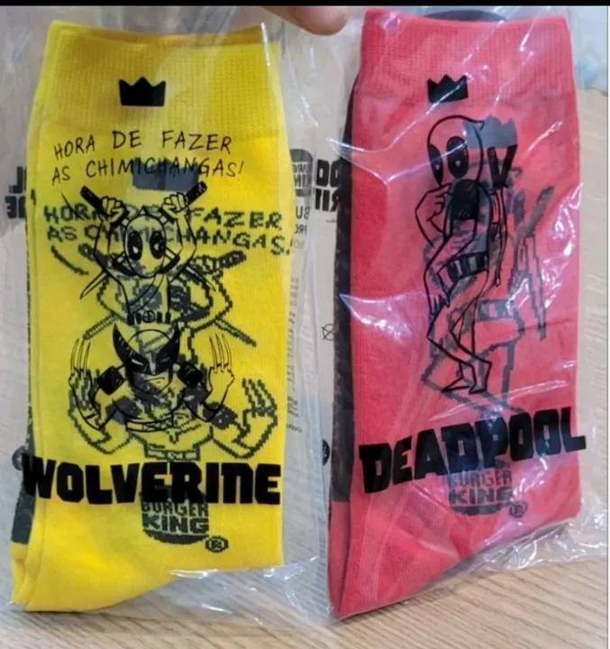 Meias Colecionáveis Deadpoll e Wolwerine Burguer King Lacradas (Unidade )