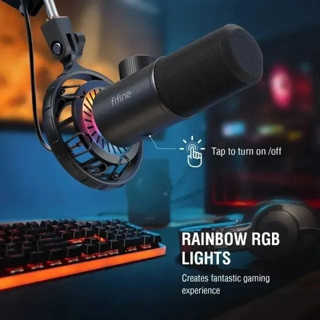 Microfone USB Fifine K658 - Dinâmico, RGB, na Caixa [URGENTE] - Foto 5