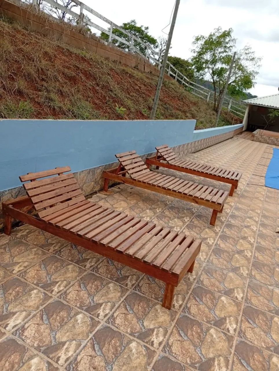 Rustic Wooden Sun Lounger