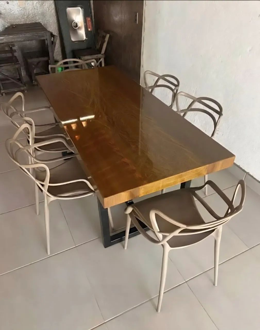 Mesa de pedra ardósia polida e pintada  - Foto 3